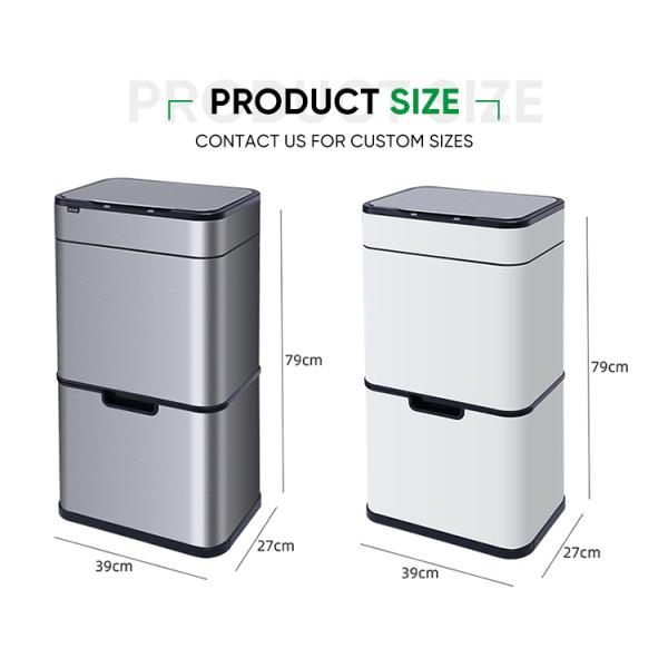 Automatic Dual Recycling Waste Bin Garbage Container Living Room Metal Trash Can Sensor Bin With Removable Inner