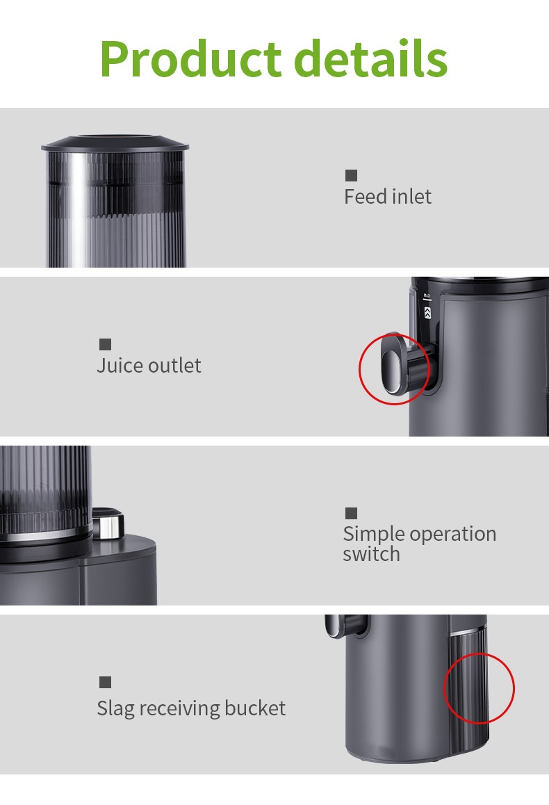 Original Fruit Vegetable Juice Cold Press Slow Juicer Machine with NO App-Controlled