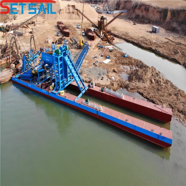 Diesel Engine Power Chain Bucket Diamond Dredger for River Gold