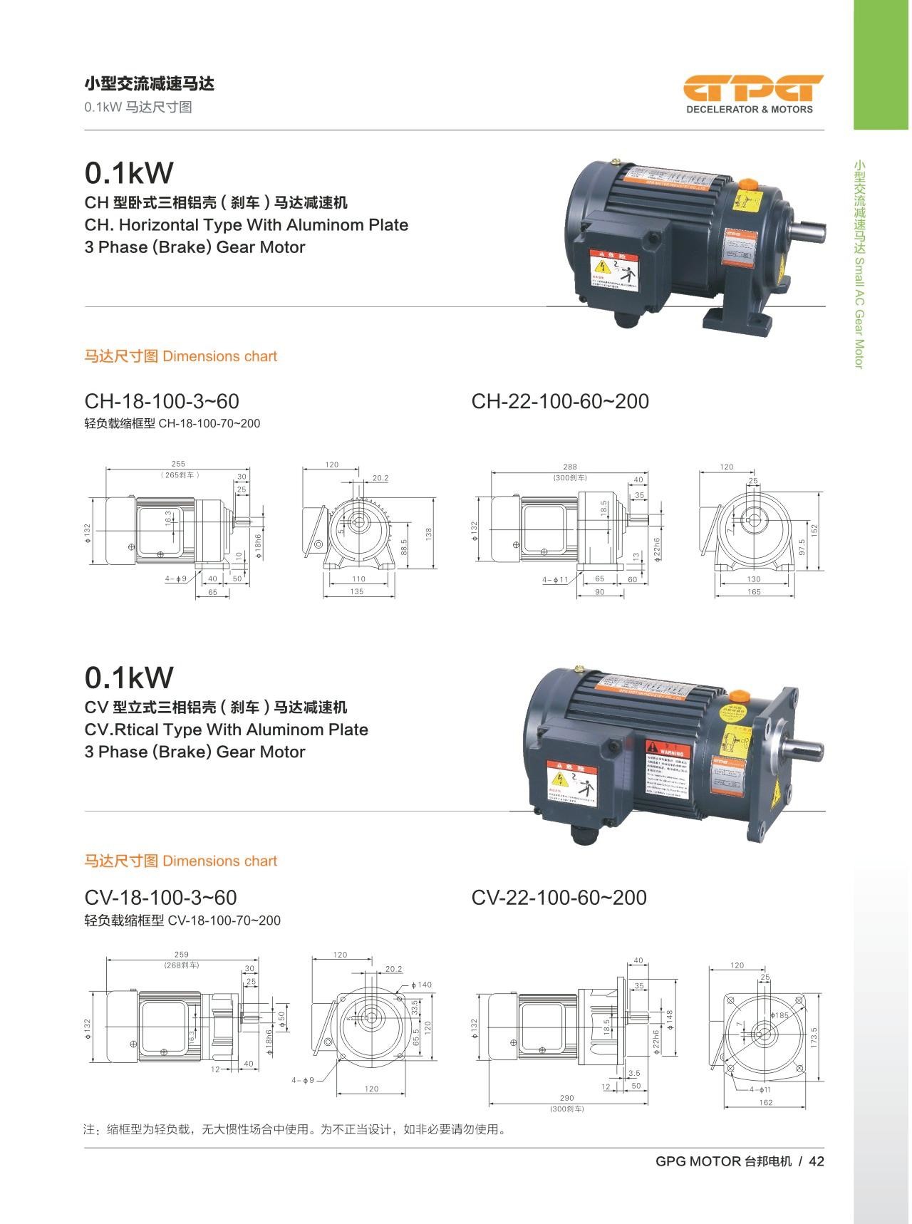 100w 0.125hp Electric Motor Gearbox 18mm Shaft 3 Phase 220v 380v