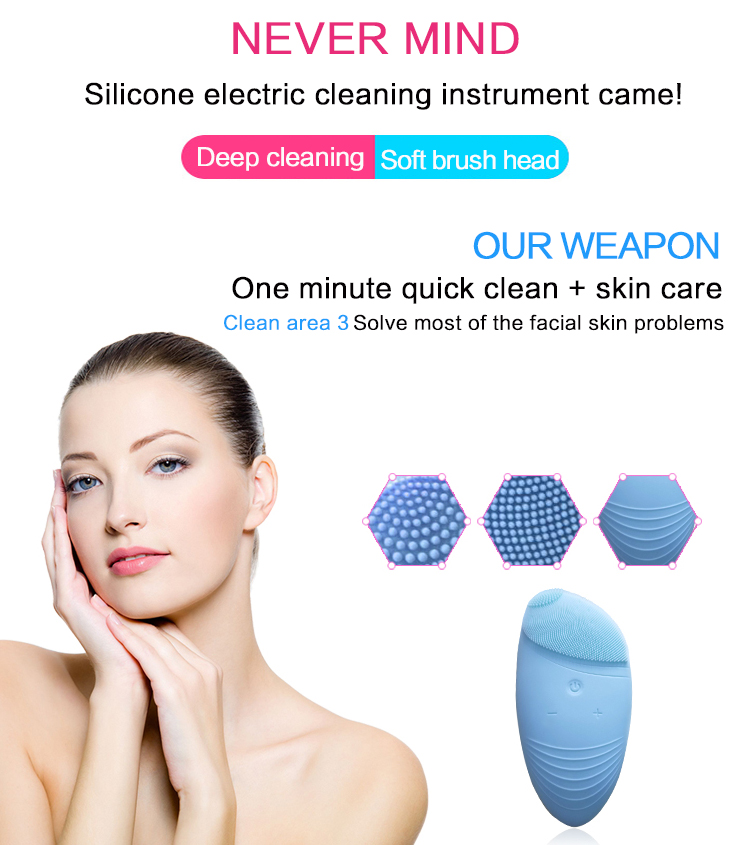 Private Label Sonic Facial Cleansing Brush Li Ion Rechargeable Battery