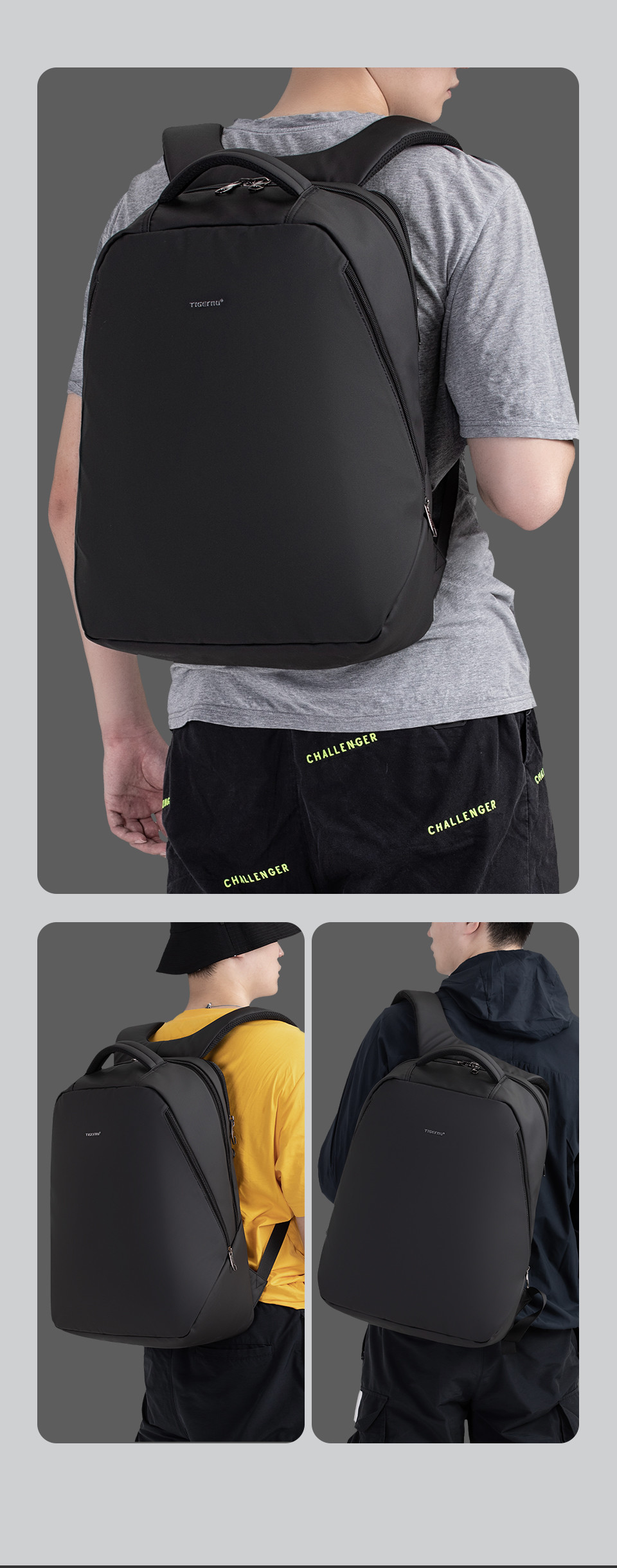 Double Layers Zipper Travel Laptop Backpack Office Computer Bag 35 Litre