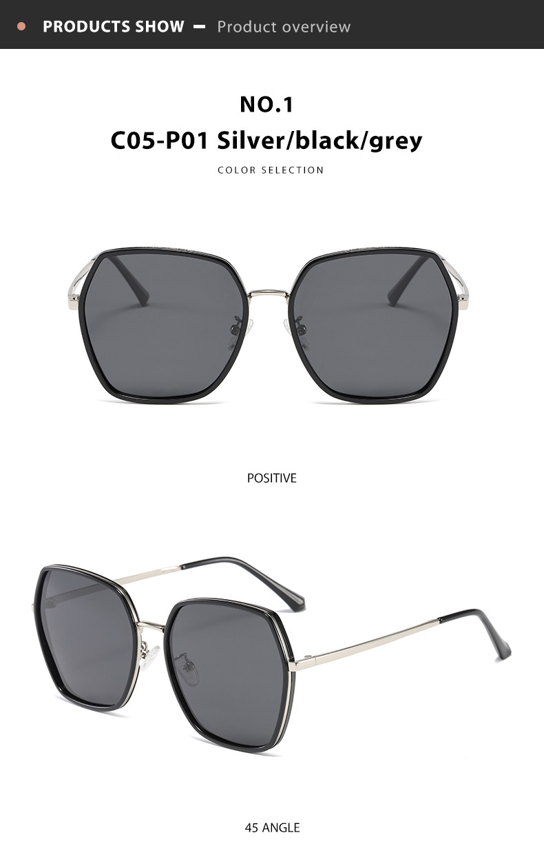 Large Metal Frame Sunglasses Unisex Polycarbonate Lens 23g OEM