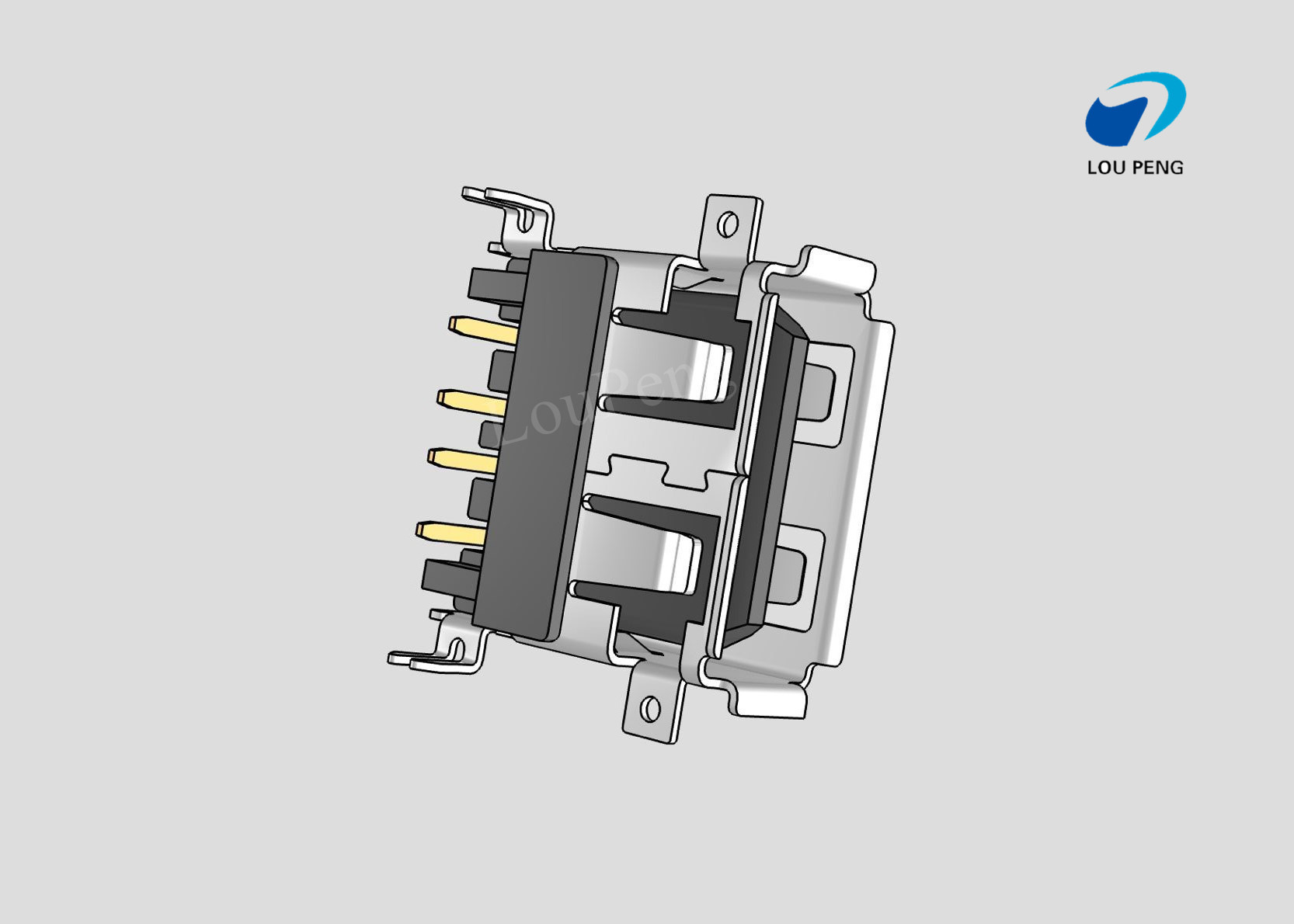 USB connector 2.0 4PIN AF 90 ° BOTH SIDES FIXED PIN IS STRAIGHT AND SMD FOOT