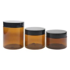 China Amber Color Plastic Cosmetic Jar Non Leaking For 100ml Cream wholesale