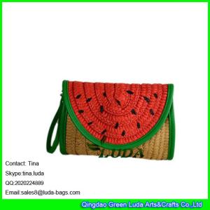 China LUDA cute watermelon handbags for girls handmade paper straw clutch bag wholesale