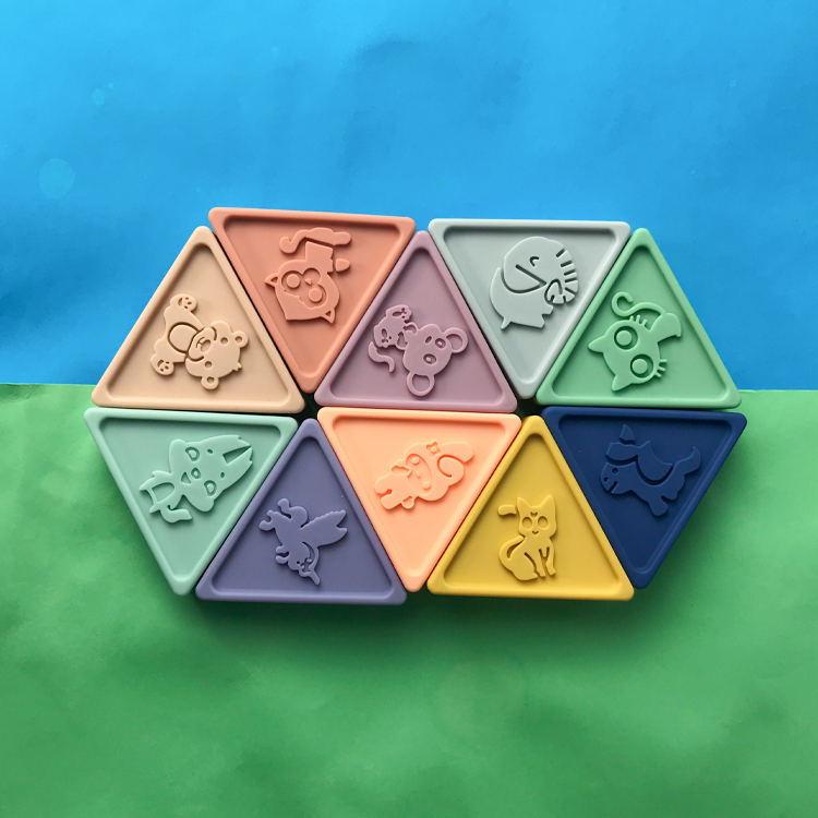 Developmental Children'S Educational Toy Animal Pattern Triangular Building Blocks