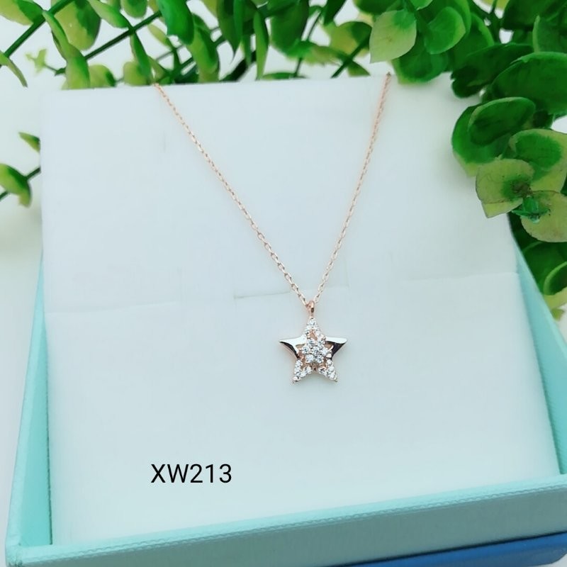 925 Sterling Silver Star Moon CZ Charm Choker collarbone chain necklace WY425