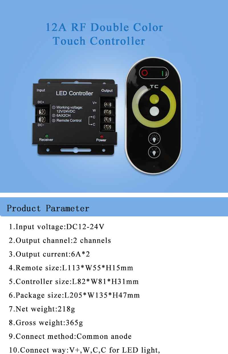 Remote Control LED RGB Strip RF Controller , 144W LED Dimmable Controller