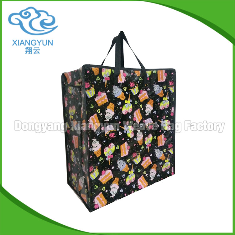 CMYK Zipper Top Pp Woven Polypropylene Shopping Bag With Zip Puller