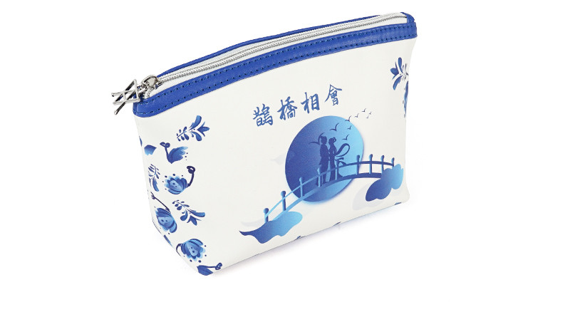 Zipper Closure PU Leather Cosmetic Purse Bag