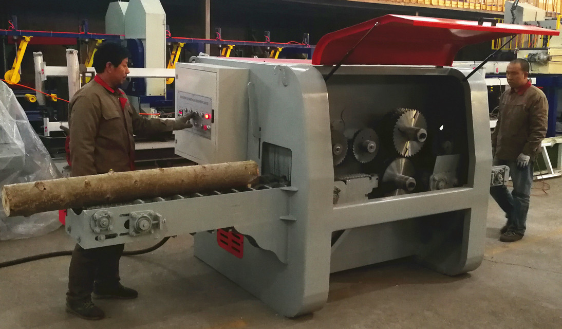 Log production line Multirip Saw Machine multiple blades ripsaw for log diameter 500mm