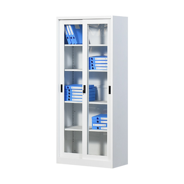 2 Glass Sliding Door Steel Filing Cabinet Metal Storage Cupboard