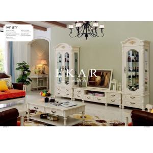 China dining room classic wooden white showcase glass cabinet furniture wholesale