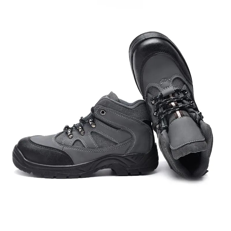 Genuine Leather Grey Shoes S1 / S3 Safety Shoes With Steel Toe And Steel Plate
