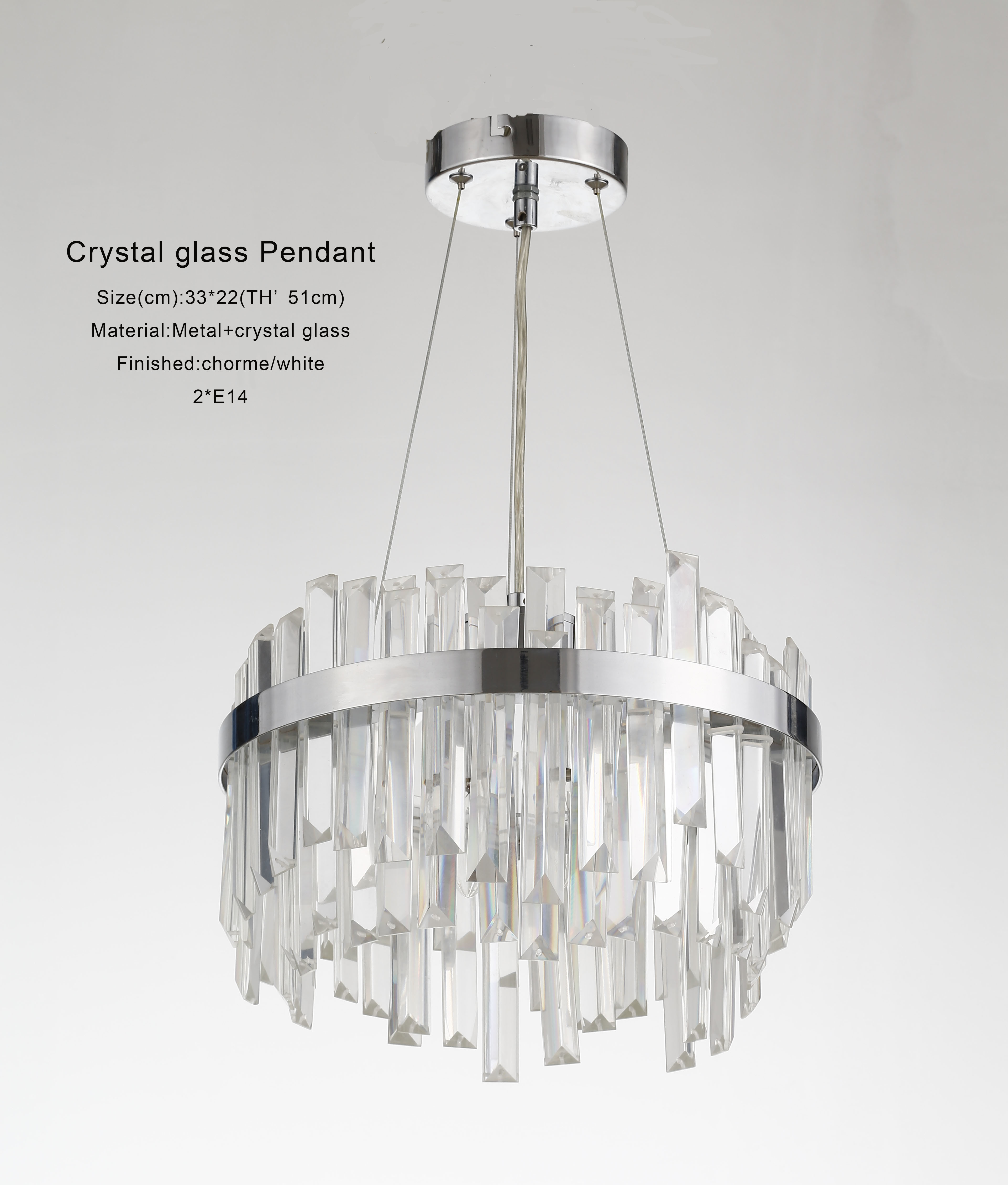 OEM D33x51cm Crystal Glass Pendant Light For Hotel