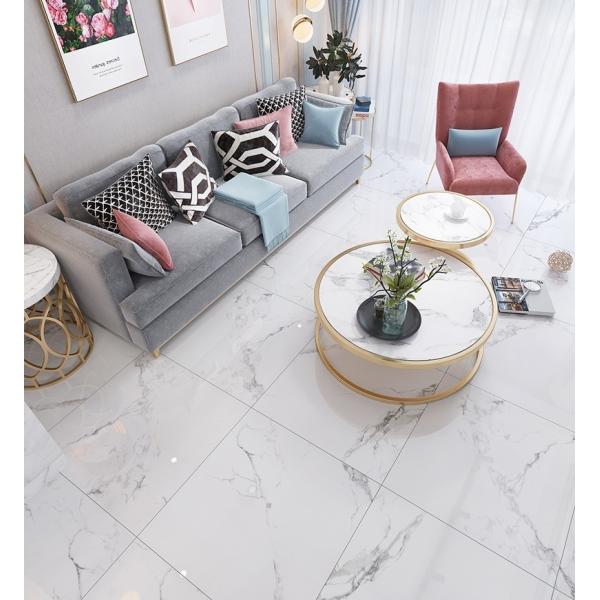 Glossy Polished Glazed Porcelain Tiles Marble Looking 600x600mm For Dinning Room