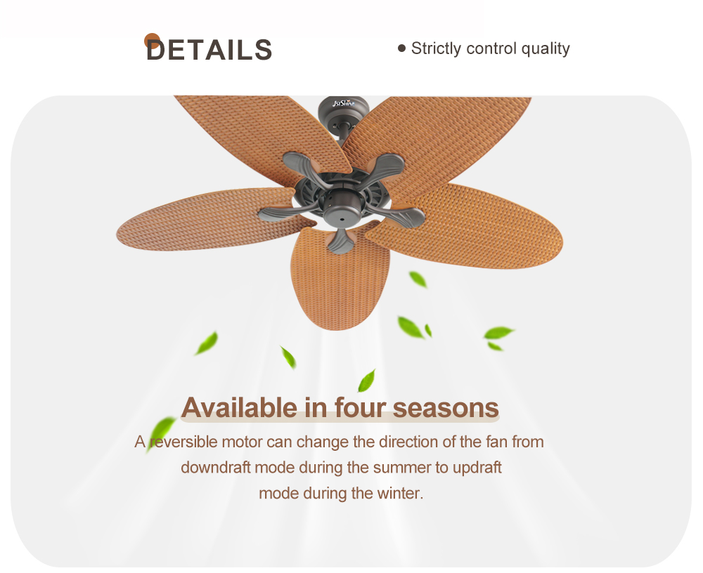 35W Power 5 ABS Leaf 5 Speeds Remote Control Antique Style Ceiling Fan NO Private Mold