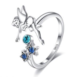 China 0.08oz 21.1mm Sterling Silver Angel Ring Nicke Free Open Silver Ring SGS wholesale