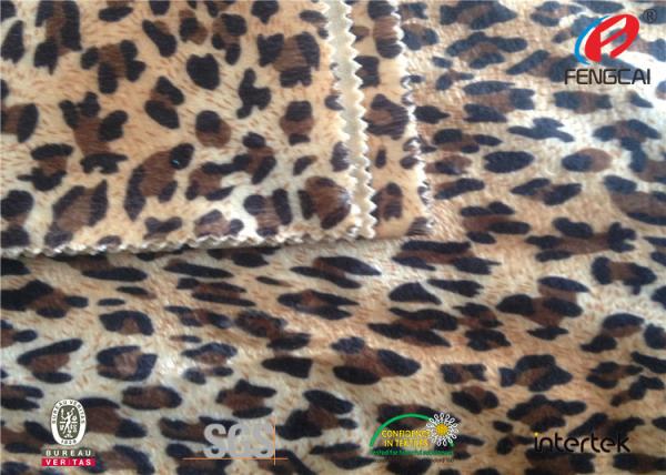 Waterproof Leopard Print Velvet Fabric , Velvet Furnishing Fabric Custom Pile