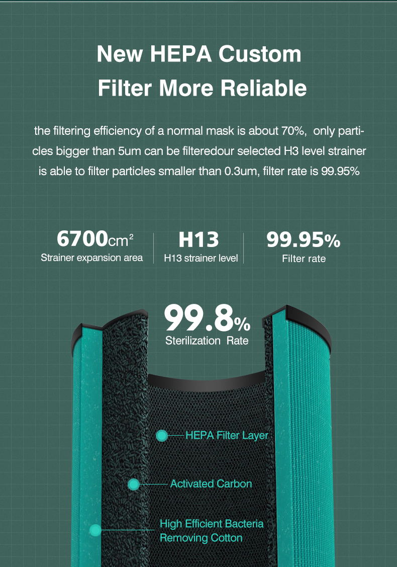 Homefish H13 Filter Desktop Car Air Purifier Negative Ion 8 Million Pcs/Cm3