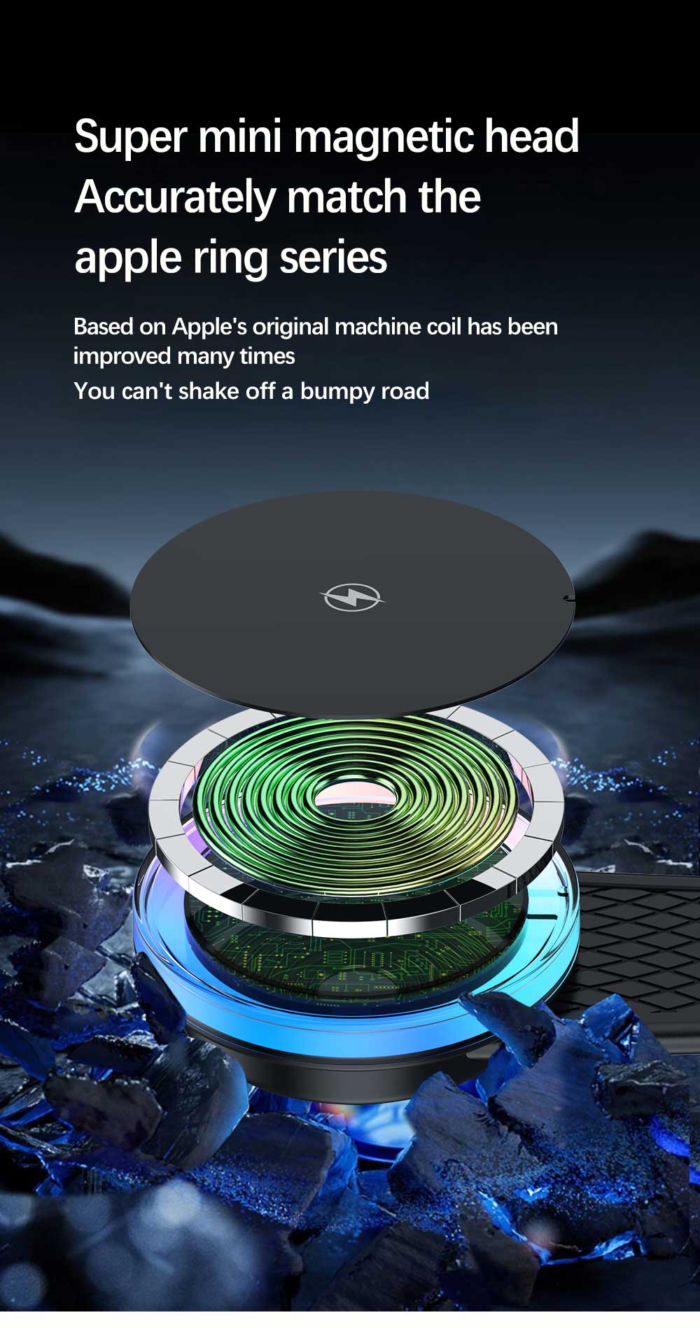 15w Magnetic Wireless Car Charger Pad with ABS Material and Type C Input Port