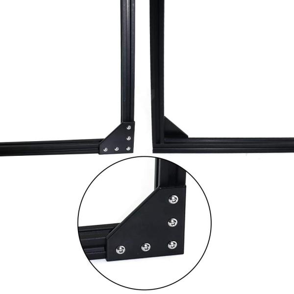 Black Anodized 90 Degree Corner Bracket Plate for 20 x 20mm Aluminum Extrusion Profile