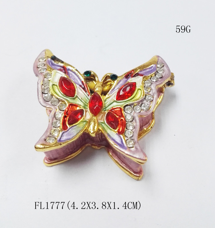 Fancy Small Butterfly Metal Alloy Jewelry Box Small Butterfly Trinket Box