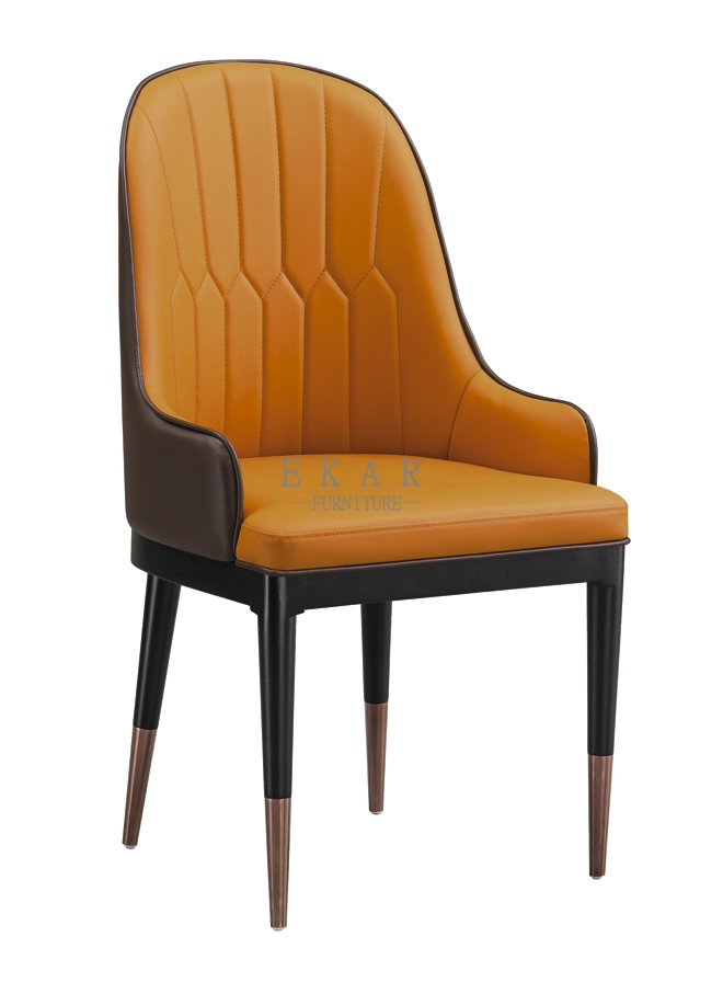 High Back Nordic Design Metal Leg Modern Dining Chair