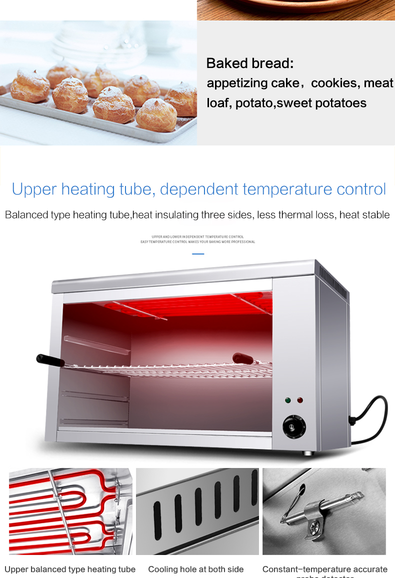 Electric Kitchen Equipment Counter Top Salamander Oven with Temperature Selector 50-300C