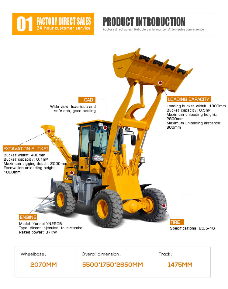 Diesel CE Epa Engine Mini Retroexcavadora Farm Backhoe Excavator Loader 4x4 Backhoe