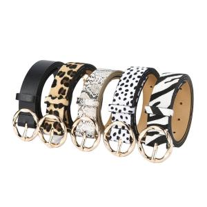 China Leopard Zebra Pu Leather Belts 106cm Animal Print Belt Women wholesale
