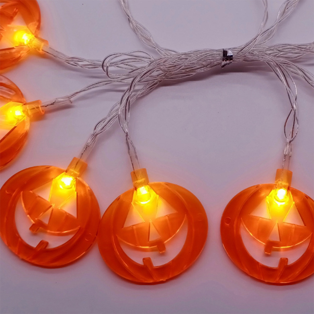 10LED Halloween Pumpkin Spider Bat Skull String Lights Lamp DIY Hanging Horror Halloween Decoration For Home Party Supplies