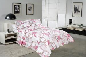 China White And Pink Printed Quilt Set 100 Percents Cotton For Household Bedroom wholesale
