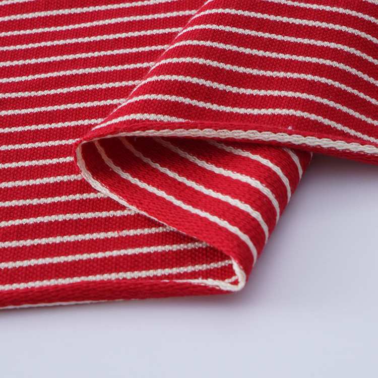 Wear Resistant Pique Stretch Fabric 260gsm 100 Cotton Stripe Knit Texture
