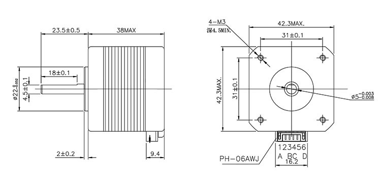 4 Lead Nema 17 Stepper Motor torque DC 3.6 V 1.5A For CNC XYZ