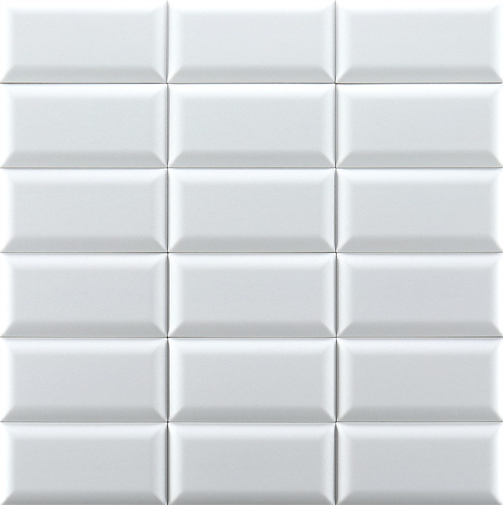 White Bevelled Tiles 75x152mm Glossy Ceramic Wall Bread Tiles For Bathroom and Kitchen