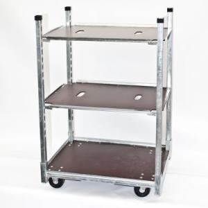 China danish flower trolley/flower racks/flower cart, iron steel + plywood wholesale