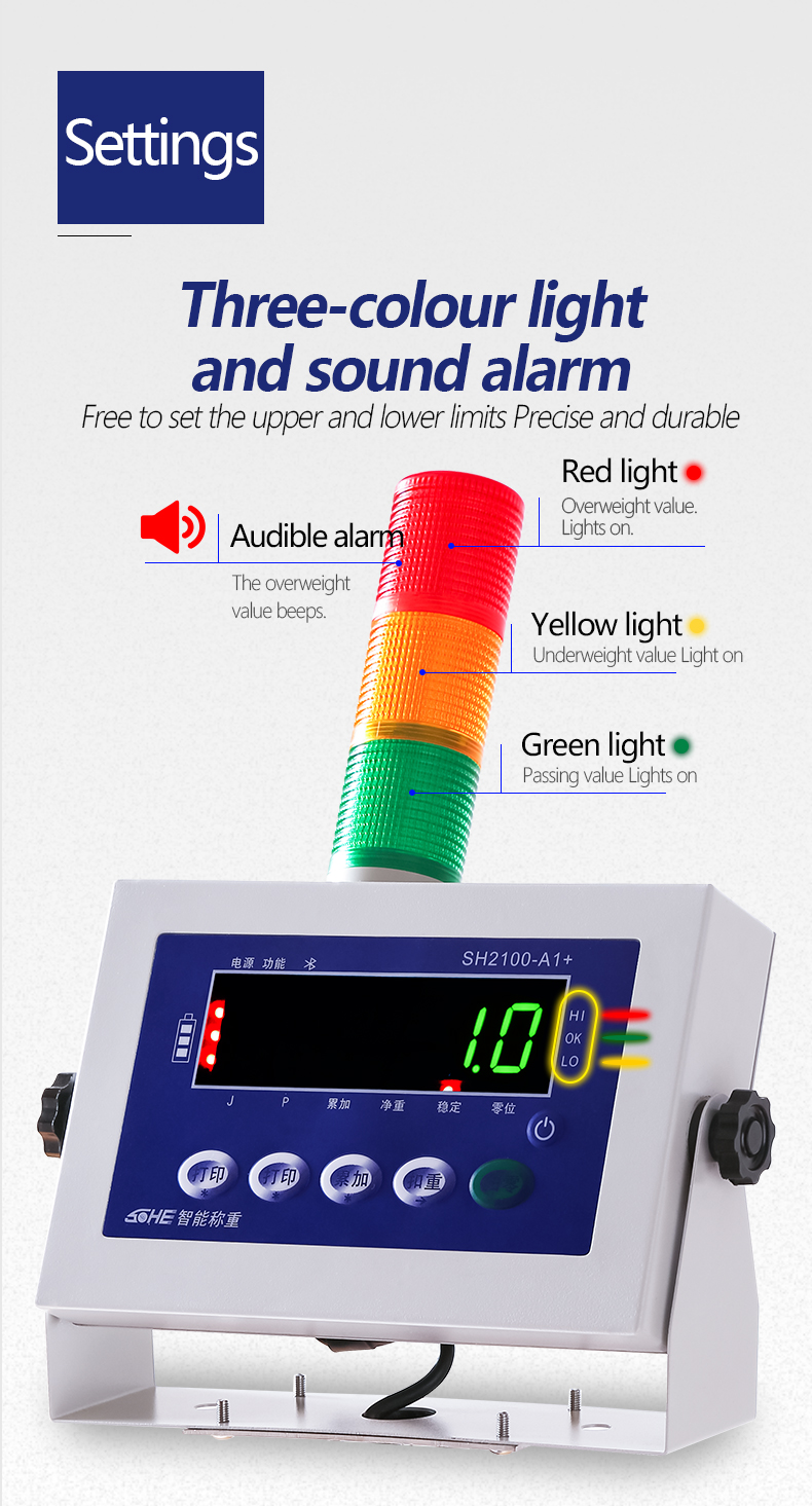 SOHE SH2100 A1 LED Display Industrial Weighing Scales with 500KG Capacity and Alarm Light