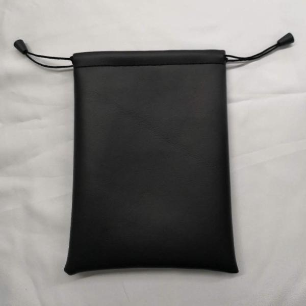 Manufacturers Supply Black PU Drawstring Bag, Environmentally Friendly Headphone Cable Data Cable Storage Bag, Can Be Used As PU Shrapnel Storage Bag