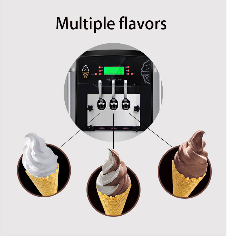 304 Food Grade Stainless Steel Commercial Soft Serve Ice Cream Maker with Three Flavors
