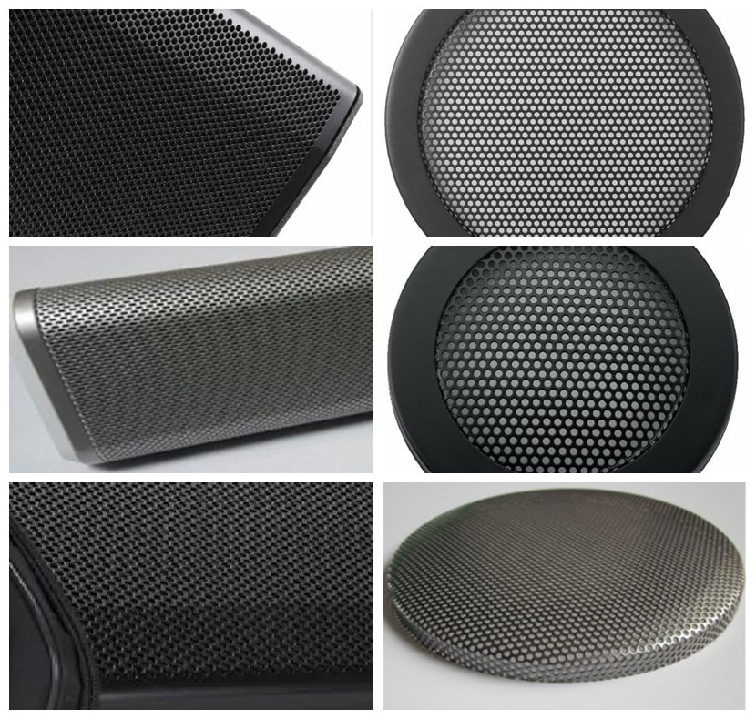 Black Hexagonal Perforated Metal Speaker Grill Mesh SS 0.5mm Thickness