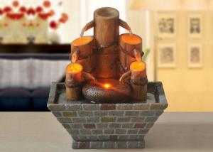 China Candle Bamboo Polyresin Indoor Water Fountain With Led Lights wholesale