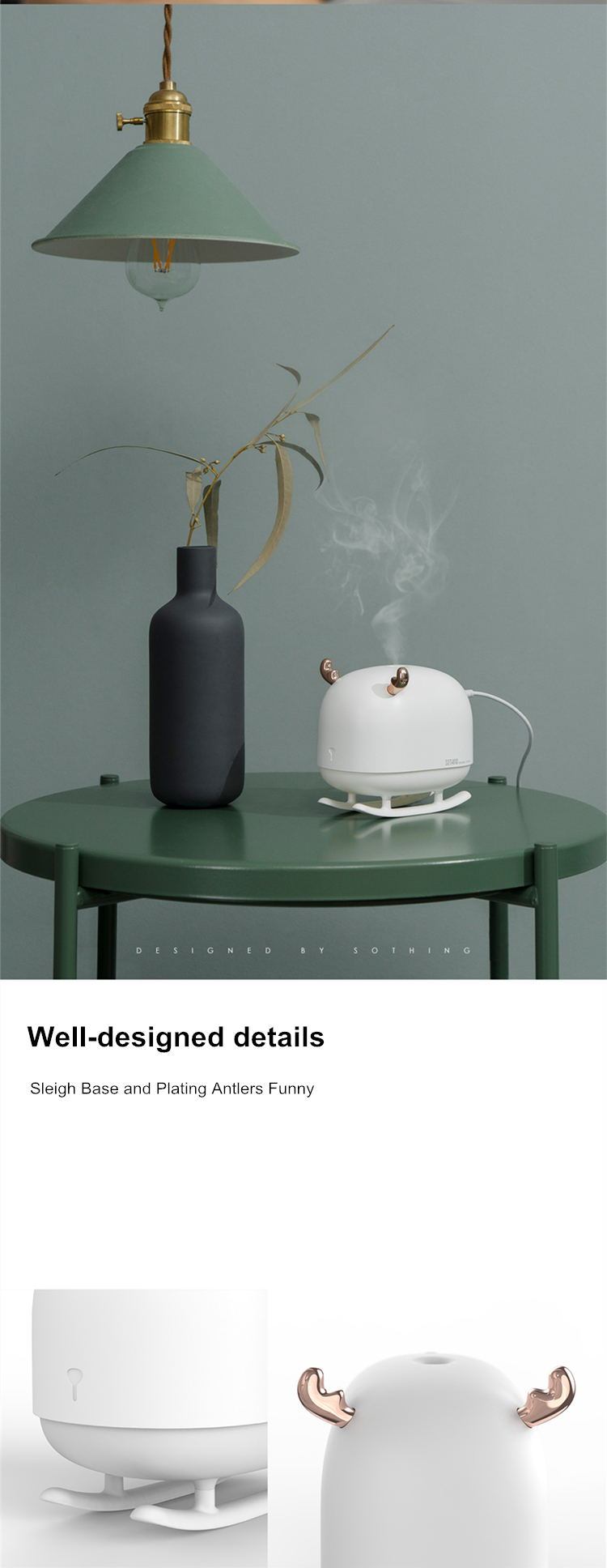 260ML Sleigh Deer Ultrasonic Air Humidifier Aroma Essential Oil Diffuser for Home Car USB Fogger Mist Maker with LED Nig