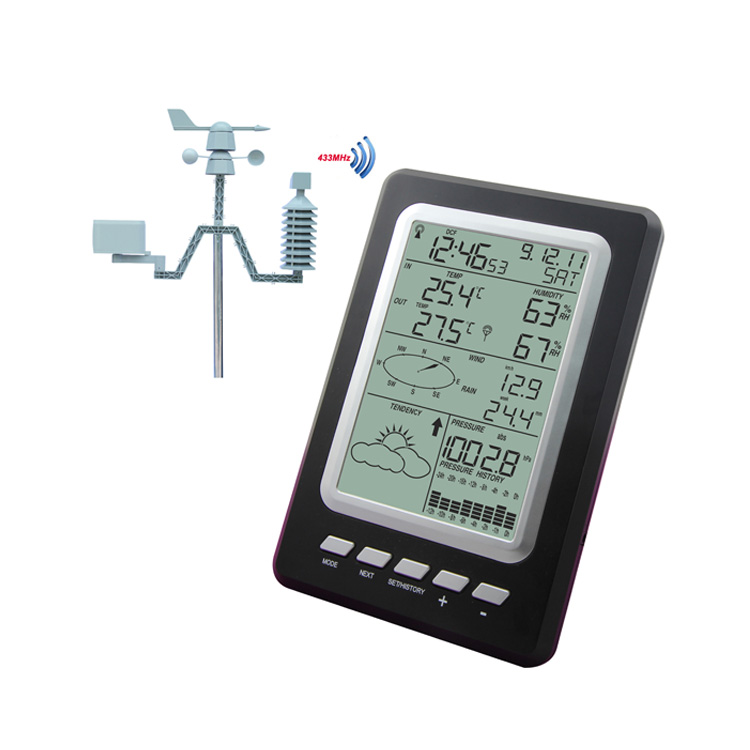 Professional Temperature Humidity Rain Pressure Wind Speed Wind Direction Wireless Weather Station Solar Powered MS1030