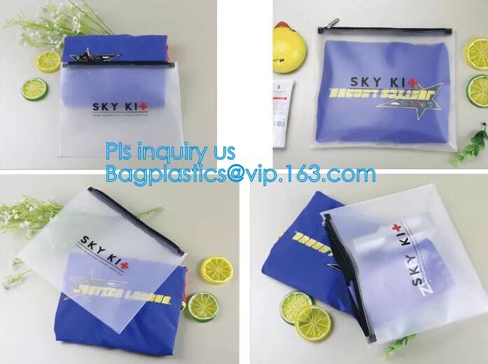 PVC Stationery ruler set packaging bag with slider, fabric slider zip bags, slider PVC cosmetic bag,pencil bag