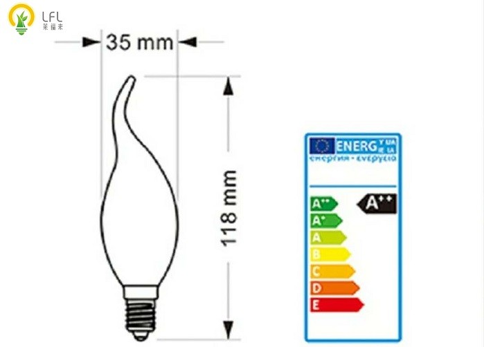E14 / E12 LED 220 / 240 / 120V Bulbs With ARC Filament D35*118mm