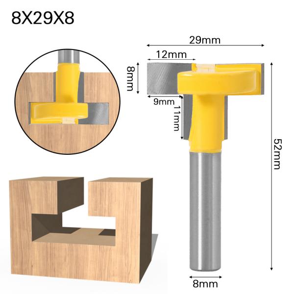 1/2'' and 1/4'' T-Slot Milling Cutters 6mm 8mm Shank T-Track Router Bit Straight Edge for Wood Cutter Woodworking Tools