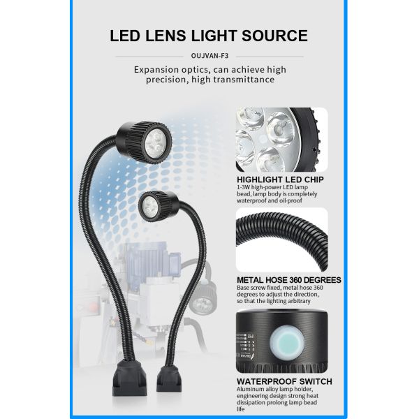 High Brightness Flexible Arm Work Lights 24V Explosion Proof IP67 LED Gooseneck Lamp