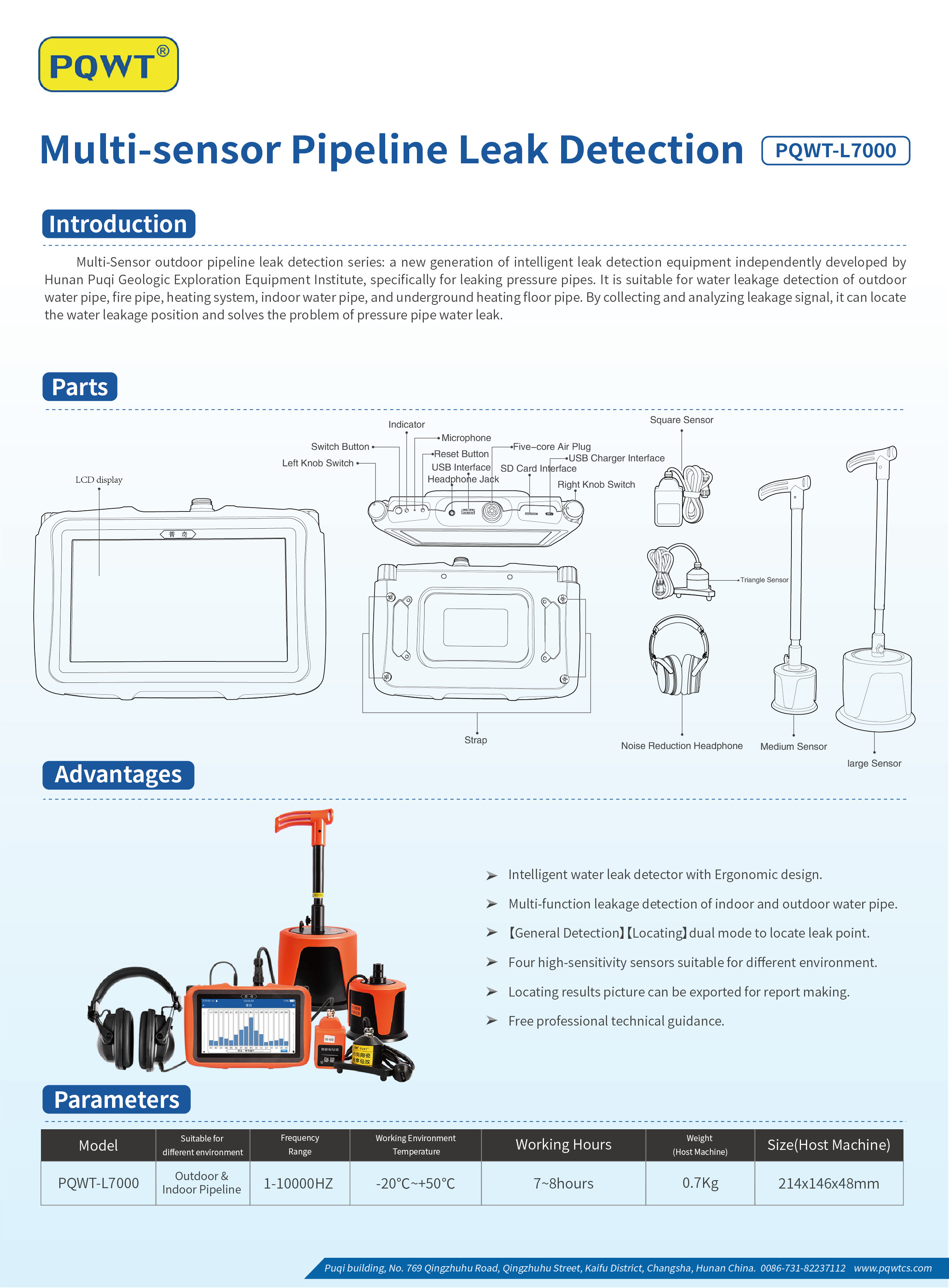 Indoor Outdoor Water Leak Detector Tools PQWT L7000 Multi Sensor